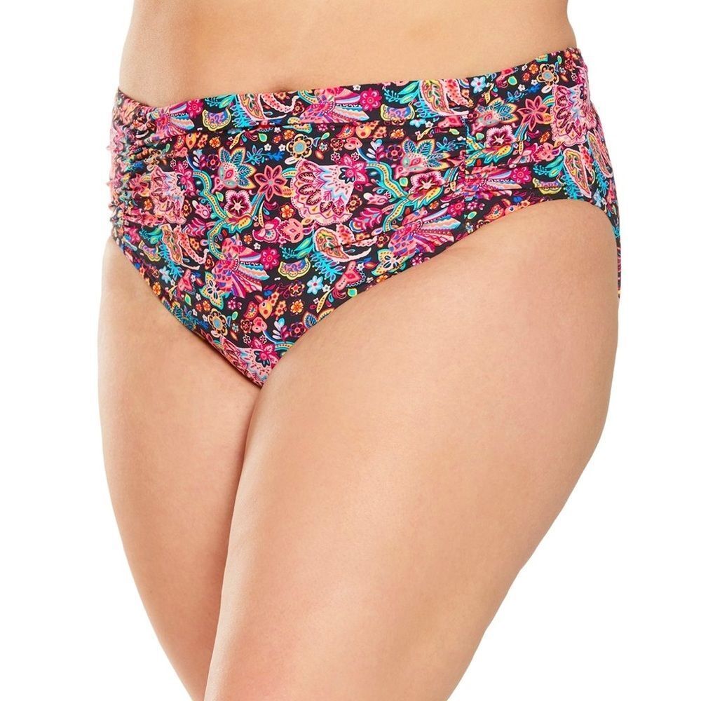 Sunsets Curve London Calling Shoreline Shirred Bikini Swim Bottom Plus Size 26